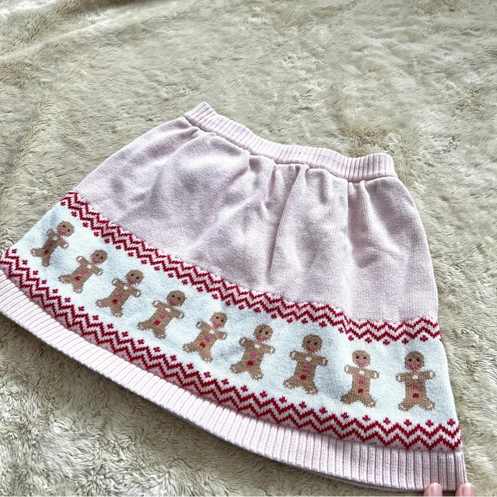 GYMBOREE Girls Pink Gingerbread Man Christmas Skirt Size 7